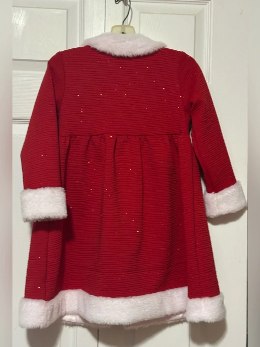 Blueberi Boulevard Red Holiday Faux-Fur White Trim Dress Coat for Kids Sz 6